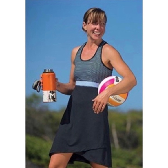 Title Nine Striped Built in Bra Connelly Racerback Mini Dress